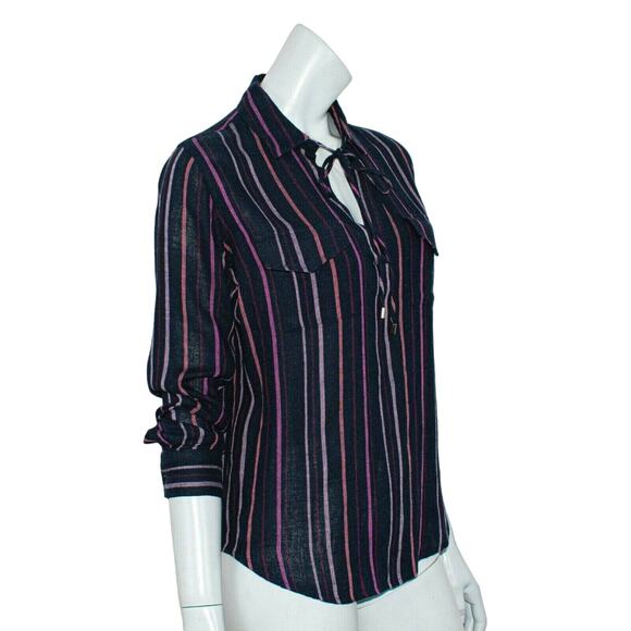 Rails Women's SELENA Blouse Baja Stripe Rayon Linen Small - Picture 1 of 8